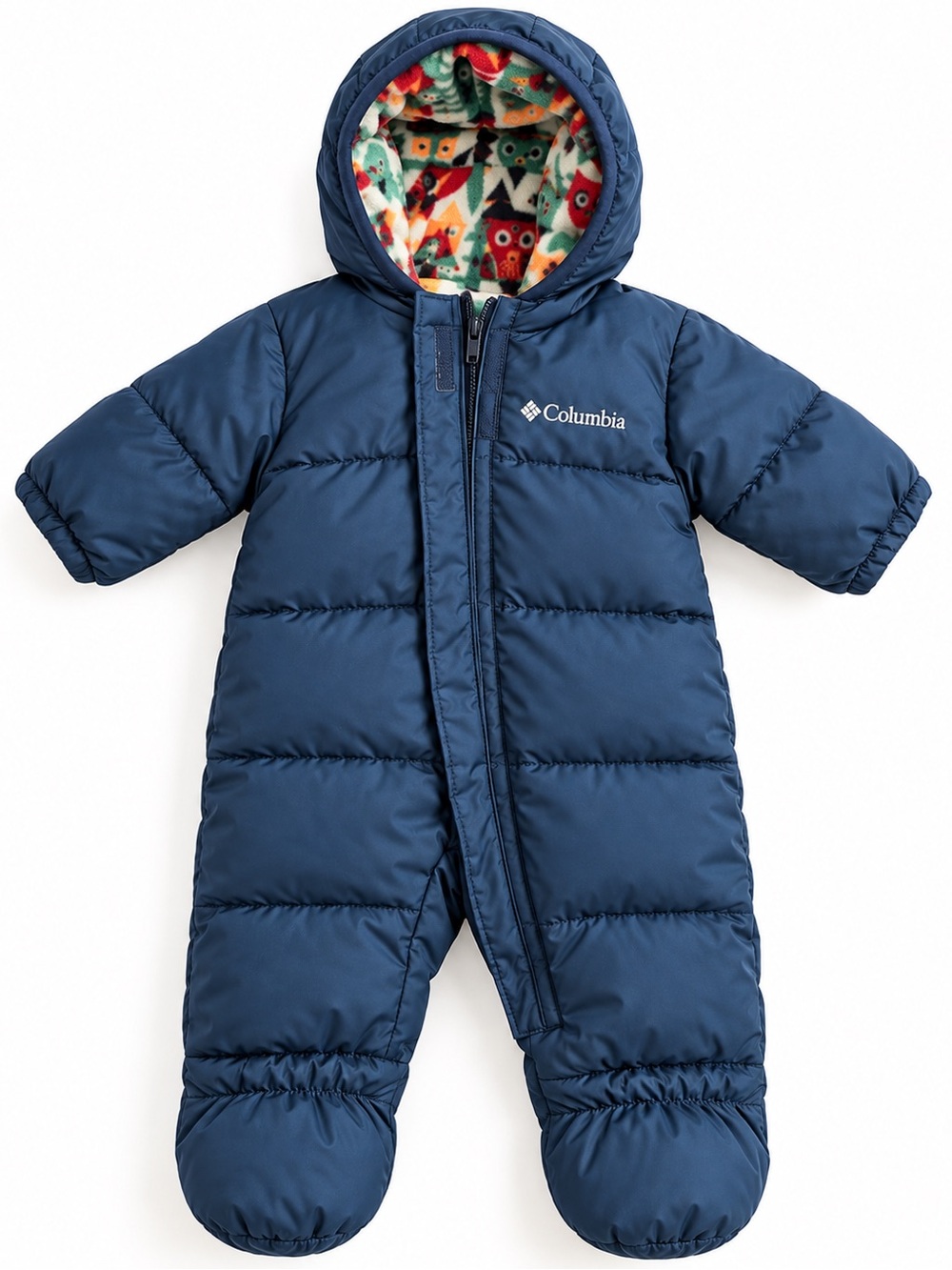 Columbia Navy Hooded Puffer Sleep Sack with Printed Fleece Lining